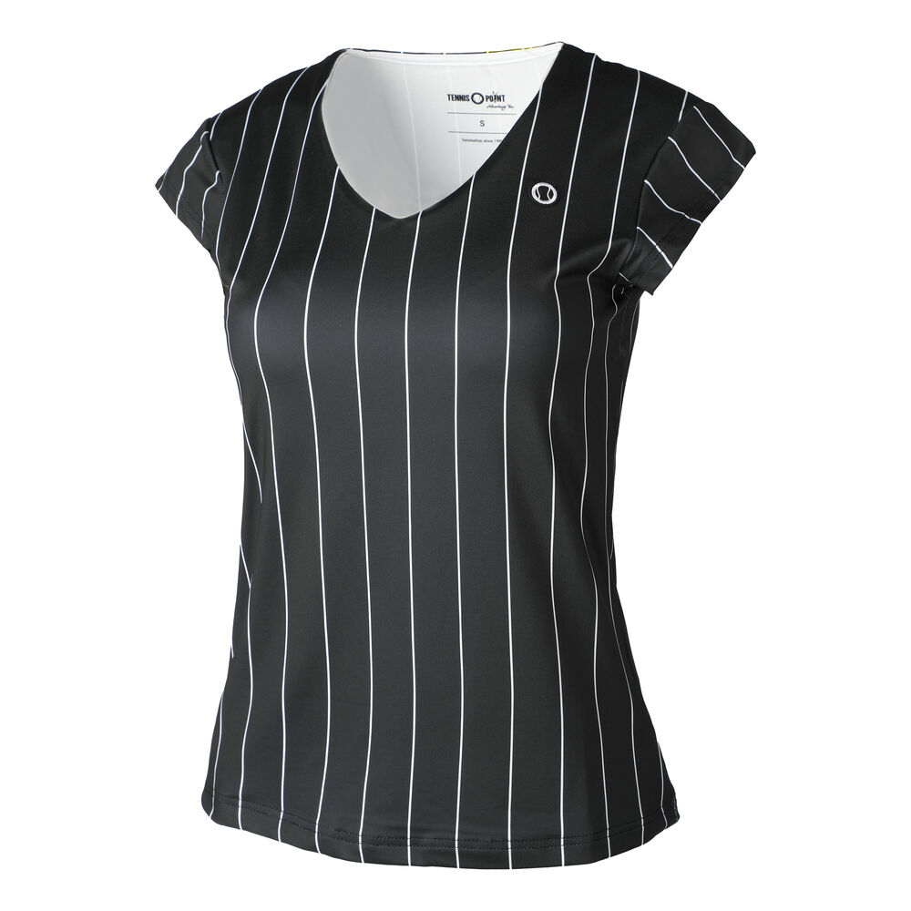 Tennis-Point Stripes T-Shirt Damen in schwarz, Größe: S