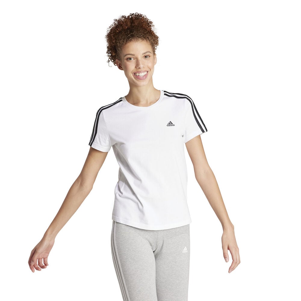 adidas 3 Stripes T-Shirt Damen in weiß, Größe: L