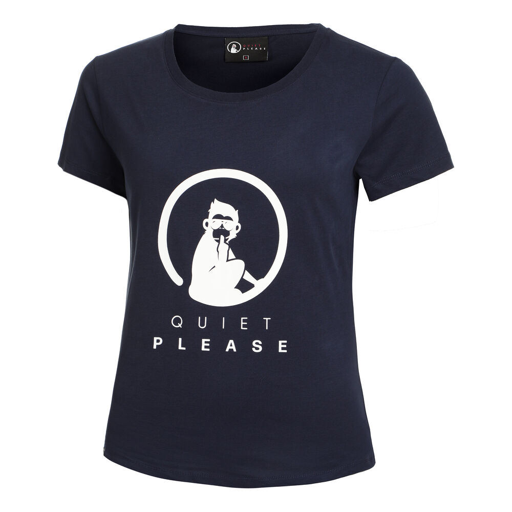 Quiet Please Baseline Logo T-Shirt Damen in dunkelblau