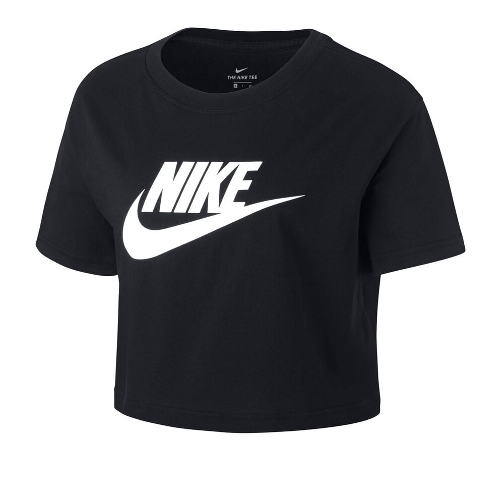 Nike Sportswear Essential Crop T-Shirt Damen in schwarz, Größe: XL