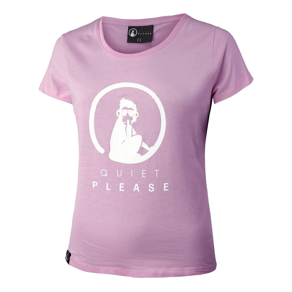 Quiet Please Baseline Logo T-Shirt Damen in pink
