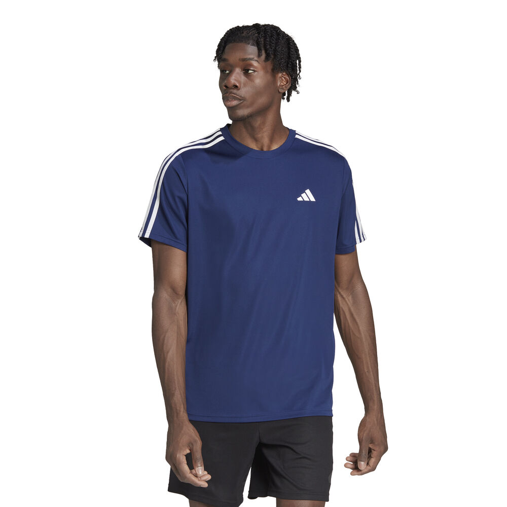 adidas Training Essential Base 3 Stripes T-Shirt Herren in dunkelblau, Größe: M