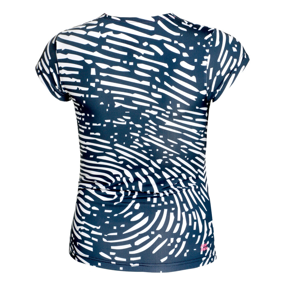 BIDI BADU Fingerprint Printed V-Neck T-Shirt Damen in dunkelblau