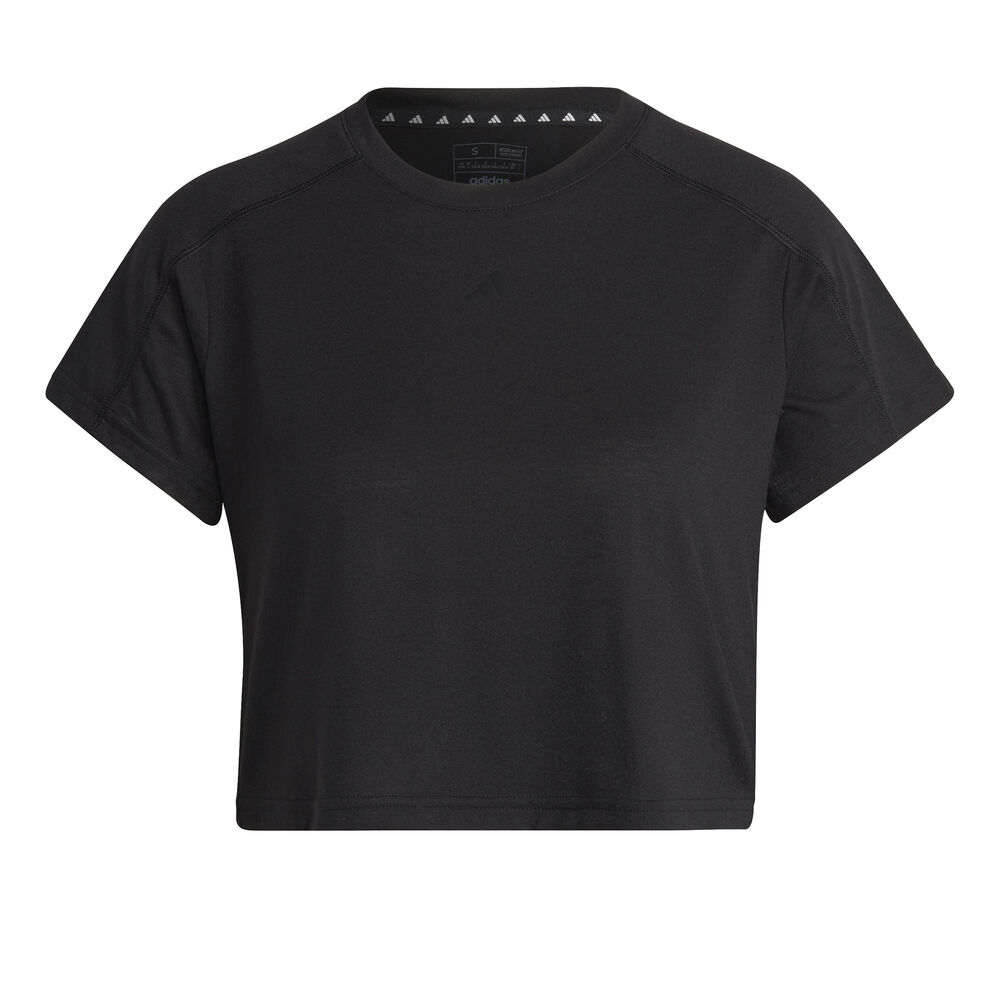 adidas Essentials AEROREADY Train 3 Bar Logo Crop T-Shirt Damen in schwarz