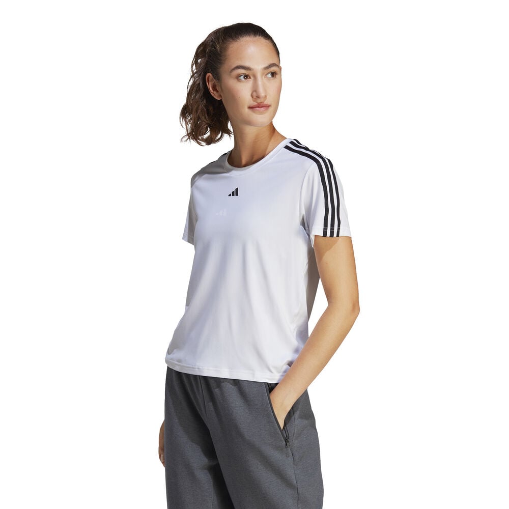 adidas Training Essential 3 Stripes T-Shirt Damen in weiß