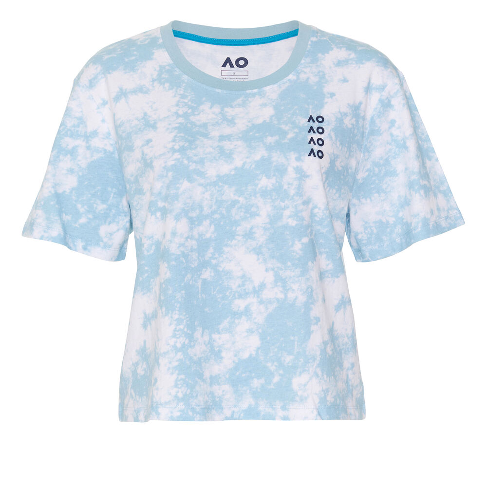 Australian Open AO Tie Dye Cropped T-Shirt Damen in hellblau, Größe: L