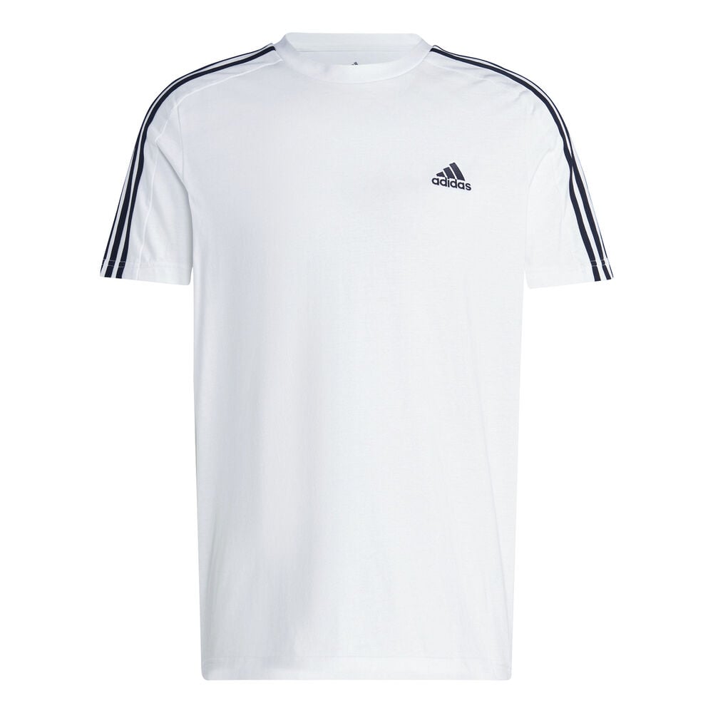 adidas Essentials Single Jersey 3-Stripes T-Shirt Herren in weiß, Größe: M