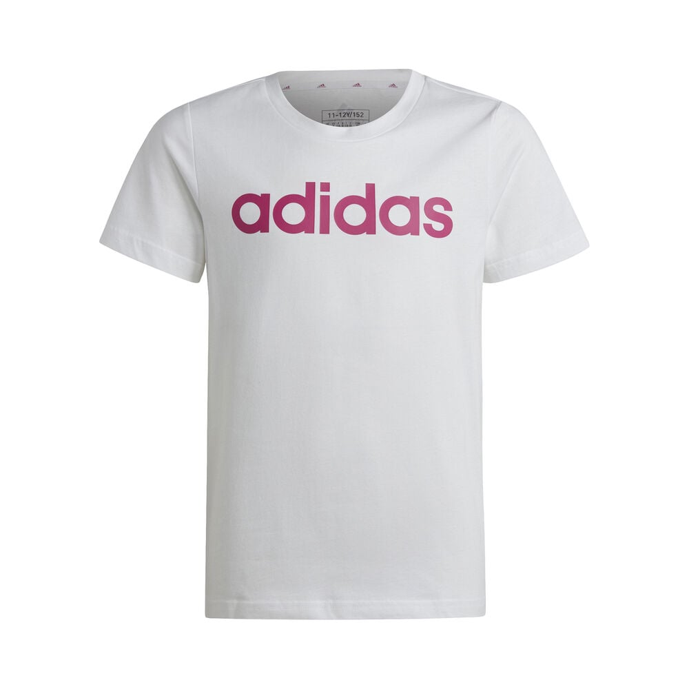 adidas Linear Logo Cotton Slim Fit T-Shirt Mädchen in weiß, Größe: 164