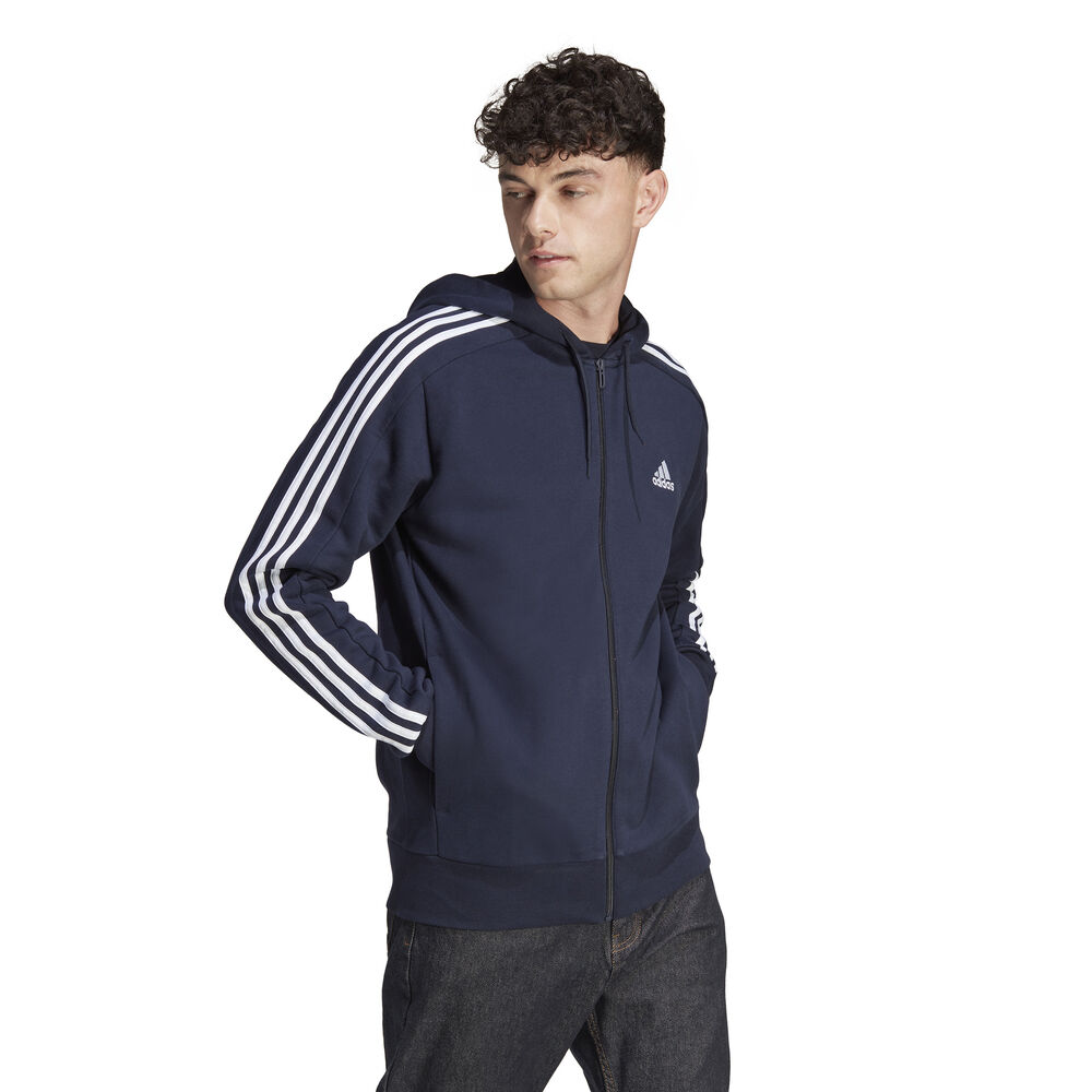 adidas Essentials French Terry 3-Stripes Full-Zip Sweatjacke Herren in dunkelblau, Größe: M