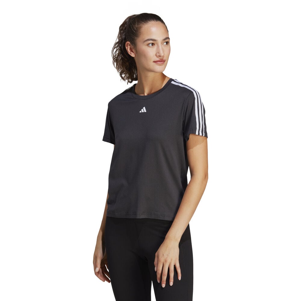 adidas Training Essential 3 Stripes T-Shirt Damen in schwarz