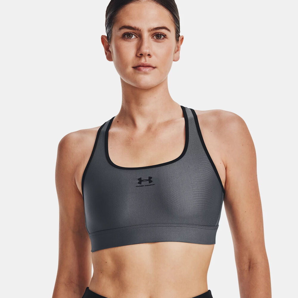 Under Armour Heatgear Mid Padless Sport-BH Damen in grau, Größe: XS