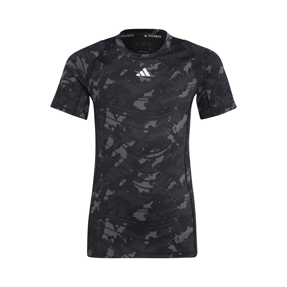 adidas AEROREADY Techfit Camo-Printed T-Shirt Jungen in schwarz