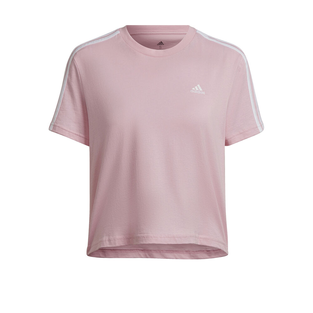 adidas 3 Stripes Cropped T-Shirt Damen in pink