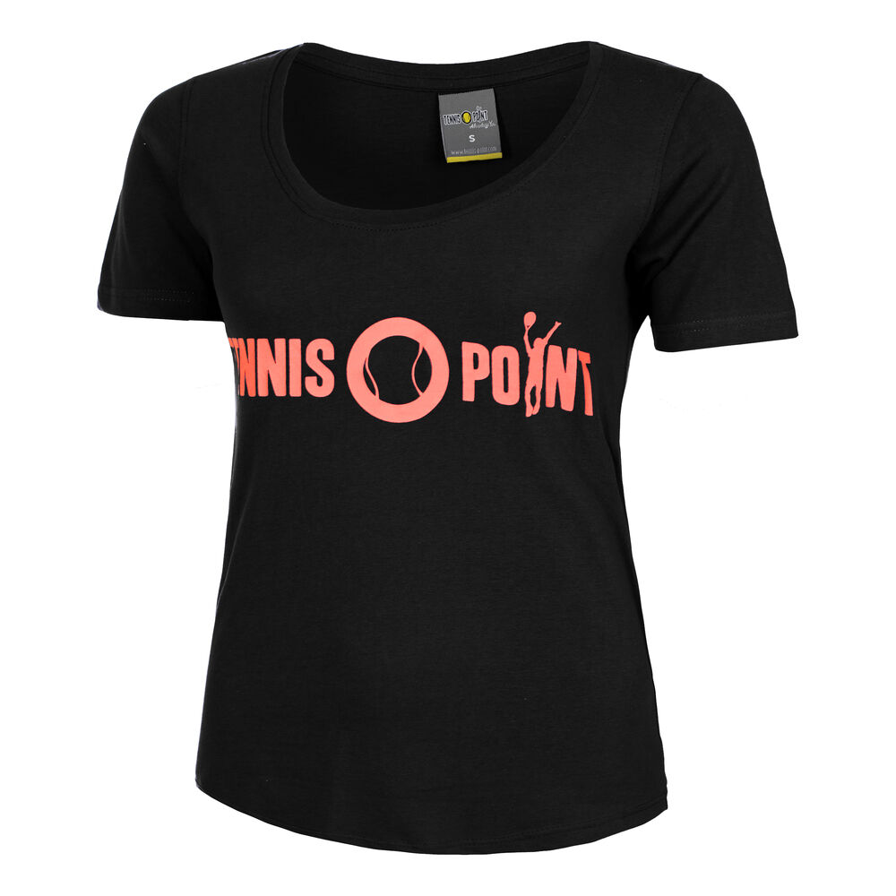 Tennis-Point Basic Cotton T-Shirt Damen in schwarz, Größe: L